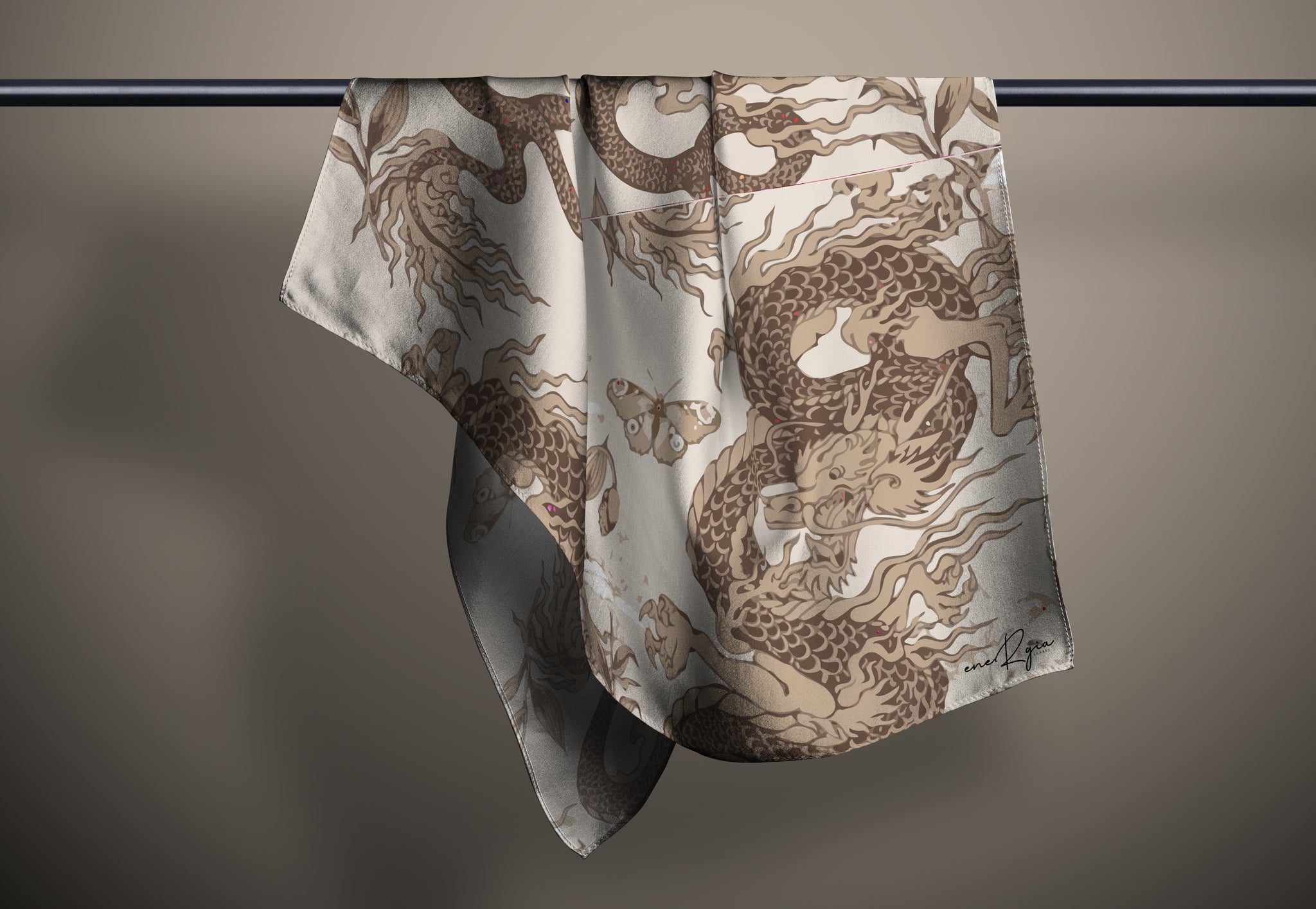 GOLDEN DRAGON -SILK SCARF